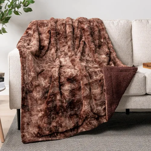 Miniatura 26 de PAVILIA - Manta de piel sintética reversible con diseño tie-dye color negro, suave, mullida y cálida, mantas y cobijas de sherpa para cama, manta