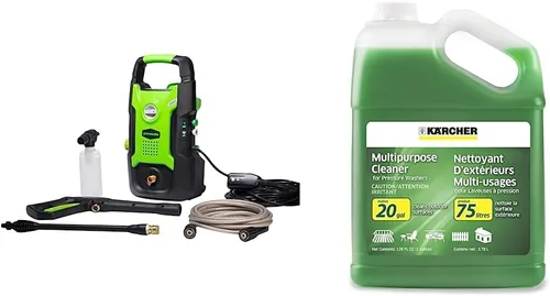 Greenworks - Hidrolavadora eléctrica Kärcher con 1,600 PSI (1.2 GPM) de potencia, incluye 1 galón de jabón concentrado multiusos para limpiar las
