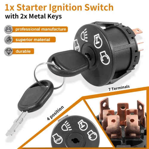 Miniatura 2 de Interruptor de encendido de arranque con 2 llaves para tractor X100 Series X300 X304 X310 X320 X324 X330 X340 X350 X354 X360 X370 X380 X384 X390