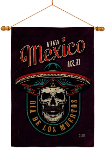 Miniatura 9 de Viva México - Kit de banderas para casa de jardín, Día de Muertos, Día de los Muertos, Fiesta Mexicana, Otoño, Pequeña pancarta decorativa