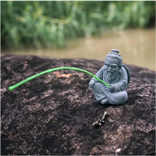 Miniatura 6 de Mini estatua de pescador para acuario, pequeñas figuras de pesca japonesas para jardín de hadas, acuario, estanque, bonsái, pecera, accesorios
