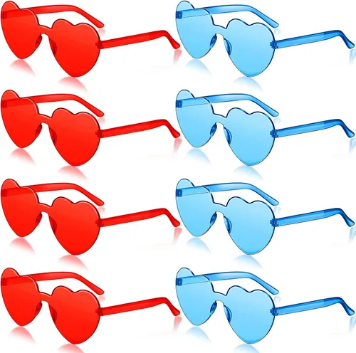 Lentes de sol sin marco, en forma de corazón, transparentes, color caramelo, para recuerdos de fiesta, 8 pares.