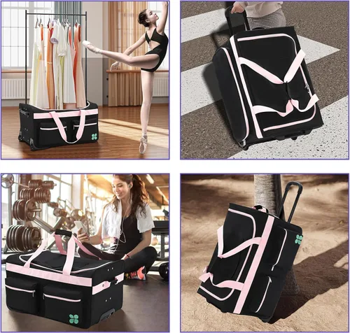 Miniatura 7 de Oeaear Bolsa de baile con perchero, bolsa de competición de baile con estante, bolsa de lona imprescindible para competencia de baile, bolsas