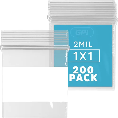 Miniatura 11 de GPI - Mini bolsas con cremallera de 1 x 1 pulgada, paquete de 1000 bolsas de plástico transparente con cierre con cremallera con bloque blanco