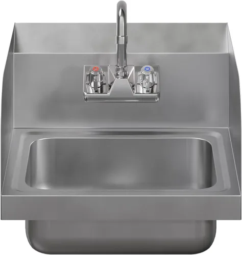Miniatura 3 de AmGood Fregadero de mano de acero inoxidable para montaje en pared con grifo y salpicadura lateral de 17 x 15 pulgadas Lavabo de manos comercial