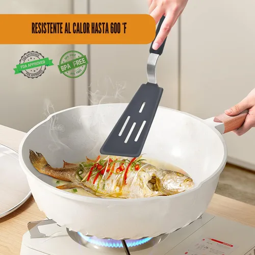 Miniatura 3 de Beijiyi - Juego de 3 espátulas de silicona resistentes al calor de 600 °F para utensilios de cocina antiadherentes, utensilios de cocina grandes