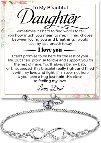 Miniatura 10 de Pulsera Para Mi Hija, Pulsera Corazón Infinito Para Hija De Mamá, Regalo De Joyería Para Hija De Mamá O Papá Con Tarjeta De Mensaje Y Caja Con