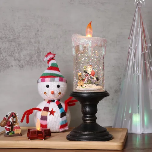Miniatura 5 de Eldnacele Velas de Globo de Nieve de Halloween Lámpara Iluminada, Operada con Batería Vela Giratoria Espeluznante de Tornado de Agua Brillante Sin