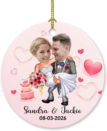 Miniatura 19 de Foto personalizada, adorno de matrimonio de nuestra primera Navidad 2023, regalo para novio, novia, señor y señora, foto y calendario, adorno