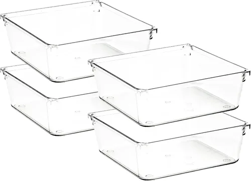 Miniatura 13 de Paquete de 4 organizadores de cajones, contenedores de almacenamiento de acrílico transparente de 6 x 9 pulgadas con almohadillas antideslizantes