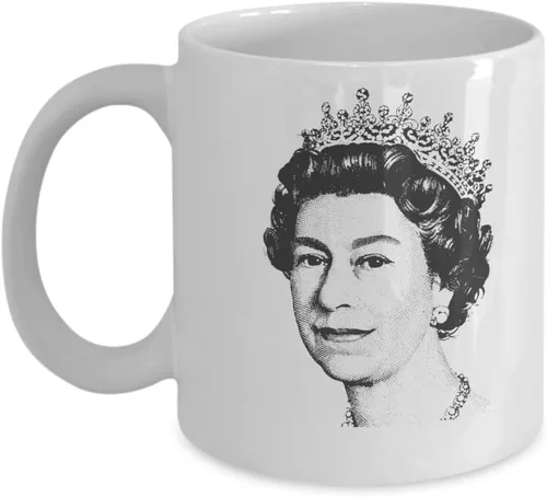Taza de retrato con ilustración de icono de reina Isabel II, taza de reina Isabel, taza de coronación, taza de coronación, taza de su majestad real