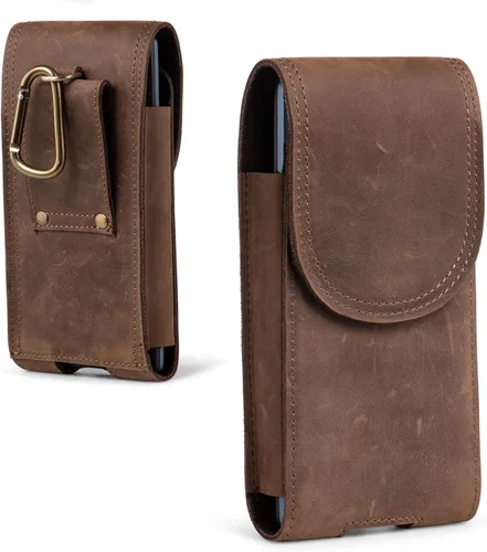 Miniatura 8 de Funda con clip para cinturón, de piel auténtica, con cierre magnético, para iPhone 17 Pro Max 16 Pro Max 14 Pro Max 13 Pro Max Samsung Galaxy S25