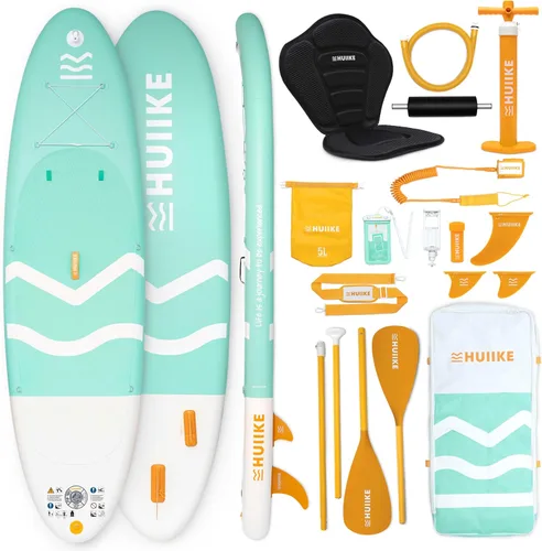 HUIIKE Tabla de Paddle Inflable para Adultos con Accesorios Incluidos, Remo, Aletas, Bomba. Tabla de Stand Up Paddle de Gran Estabilidad y Paquete