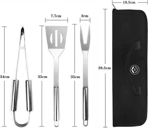 Miniatura 6 de NewlineNY - Kit de herramientas para barbacoa de acero inoxidable (juego de 3 piezas)