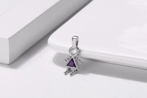 Miniatura 2 de Birthstone Baby Pendants for Mom or Grandma by Ginger Lyne, Kids Birthday Boy or Girl Cubic Zirconia Sterling Silver Charms to Create a Family Tree