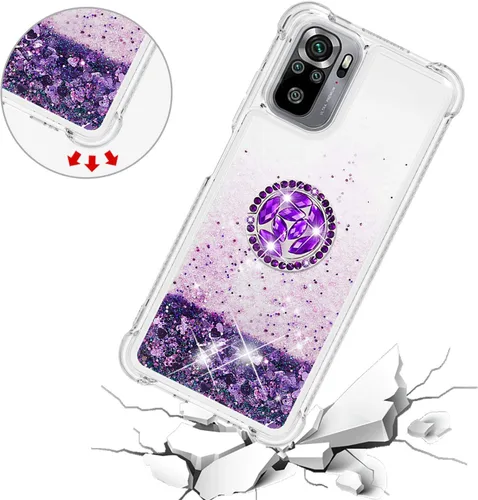 Miniatura 5 de CCSmall Funda para Xiaomi Redmi Note 10 4G (no 5G)/Redmi Note 10S con Creatividad Clear Quicksand Glitter Flotante Flotante Suave w/Stand Bling