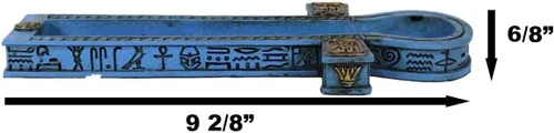 Ebros Gift Hermosos símbolos jeroglíficos azules egipcios Cartucho dorado Ankh Key Incienso Stick Burner Holder Figurine Gods of Egypt Talismán of