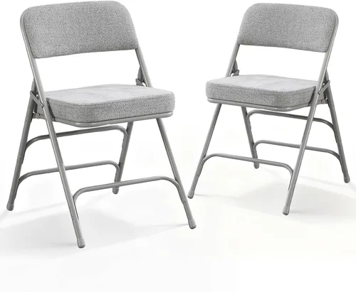 Miniatura 12 de BOOSDEN Juego de 2 sillas plegables, sillas plegables de metal resistente con asientos de tela acolchados, respaldo grande, silla plegable