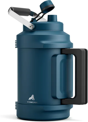Miniatura 18 de Botella de agua aislada de 64 oz para gimnasio: tapa de boquilla de pajita 2 en 1, asa doble, a prueba de fugas, mantiene el frío 36H, jarra de agua
