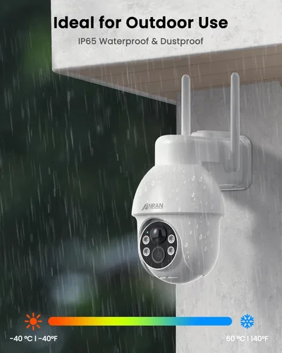 Miniatura 8 de ANRAN Cámara de seguridad solar 2K inalámbrica para exteriores, paquete de 2 cámaras WiFi alimentadas por batería con PTZ de 360° para seguridad