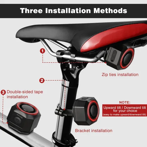 Miniatura 7 de WSDCAM Luz trasera inteligente para bicicleta, luz de freno de bicicleta, luz de freno automático, antirrobo, alarma de bicicleta con control