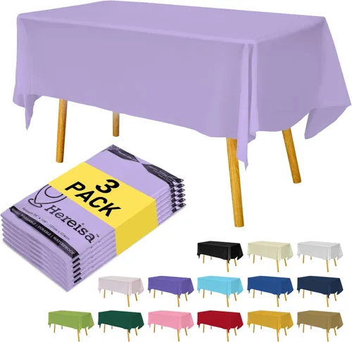 Miniatura 132 de Paquete de 3 manteles de plástico desechables de 54 x 108 pulgadas, manteles de color blanco hueso, manteles de fiesta nupcial para fiestas