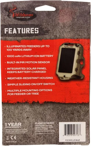 Miniatura 5 de WILDGAME INNOVATIONS Luz para Comedero Moonshine Luz Verde Resistente a la Intemperie Activada por Movimiento con Panel Solar Integrado para Caza