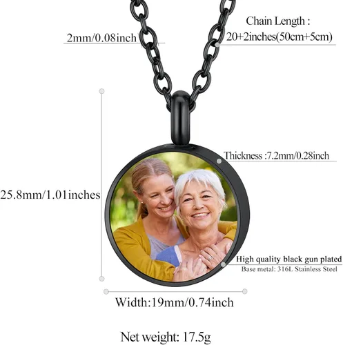 Miniatura 127 de FindChic Collares personalizados con urna para cenizas, barra vertical, gato, luna, reloj de arena, garra de perro, acero inoxidable, chapado en oro