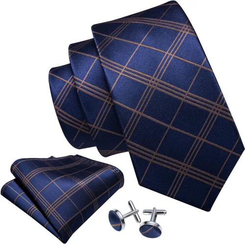 Miniatura 191 de Barry.Wang Juego de corbatas para hombre, corbata de seda a rayas, tejido a cuadros, gemelos formales, negocios, boda