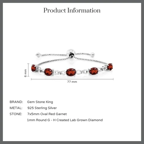 Miniatura 13 de Gem Stone King Pulsera de tenis de diamantes cultivados en laboratorio con piedra natal de 3-6 quilates para mujer, plata de ley 925, ovalada