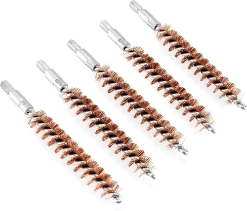 Miniatura 23 de BOOSTEADY Cepillo de limpieza para pistola de bronce con cerdas de fósforo, 5 unidades, para escopeta de pistola con 50 parches cuadrados