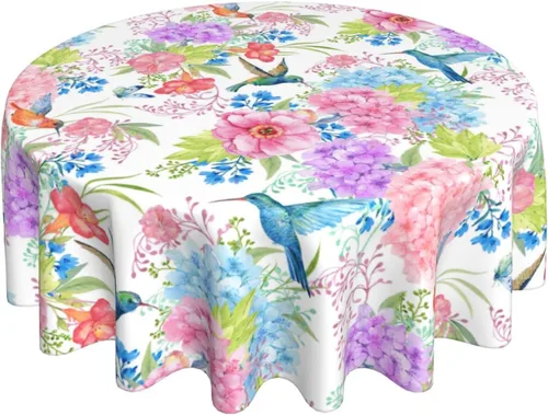 Miniatura 11 de Gianlaima Mantel redondo de primavera con diseño de mariposa azul azalea rosa, impermeable, lavable, para el hogar, restaurante, cocina, picnic