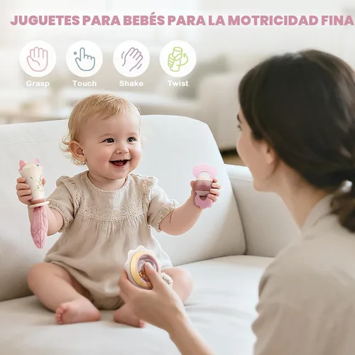 Miniatura 7 de Juguetes para bebés 0-6 meses, sonajeros para bebés, juguetes de dentición 3-6 meses, juguetes para bebés 6-12 meses, 10 piezas de sonajeros