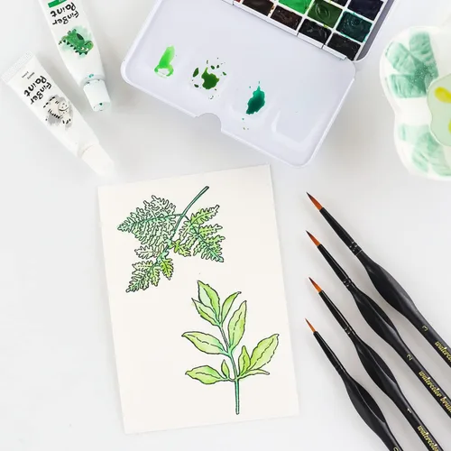 Miniatura 7 de Juego de 14 pinceles redondos planos para acuarela, para manualidades, álbumes de recortes, tarjetas de papel, para hacer detalles finos, acrílicos