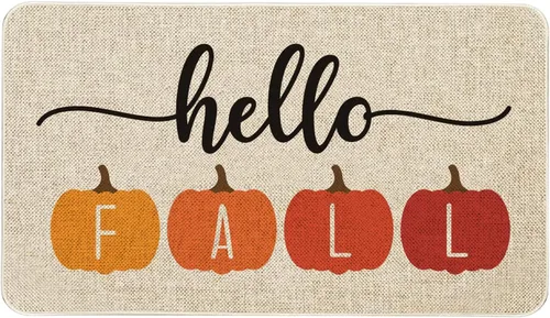 Miniatura 10 de Roszwtit Tapete de otoño de 30 x 17 pulgadas, tapete de otoño para puerta de camión, fútbol, interior y exterior, tapete antideslizante
