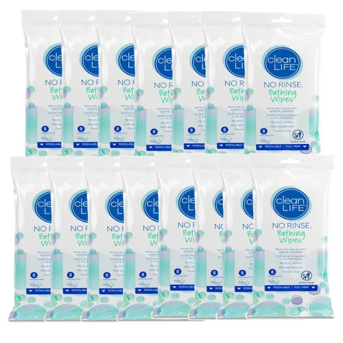 Miniatura 8 de Cleanlife No-Rinse - Toallitas de baño (5 paquetes de 8) – 40 toallitas corporales desechables Toallitas de baño limpiadoras para adultos