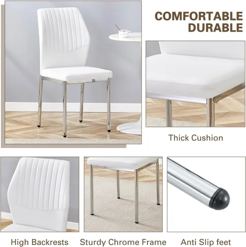 Miniatura 6 de Juego de mesa de comedor de cristal moderno de 71 pulgadas para 6, juego de mesa de comedor de 7 piezas con sillas y mesa de vidrio templado