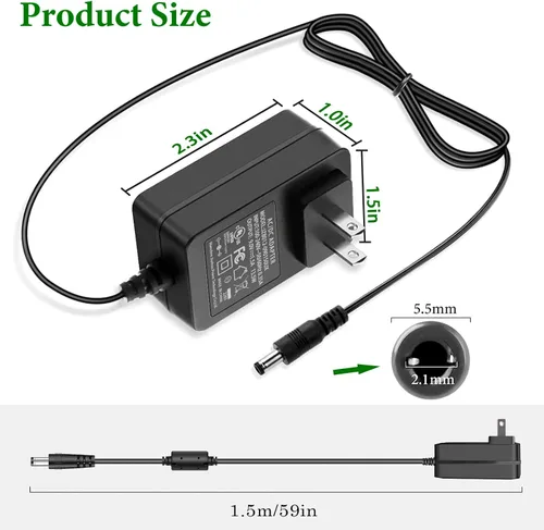 Miniatura 8 de Adaptador de fuente de alimentación Gonine 9V 1.5A 1A, CA 100-240V a DC 9V Cable de alimentación. Compatible for 9Volt Arduino UNO MEGA, Schwinn