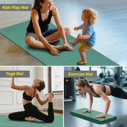 Miniatura 7 de Tapete plegable extra grande de yoga y fitness de 0.315 pulgadas (74 x 31.5 x 0.32 pulgadas), tapete de pilates ligero y antideslizante de doble