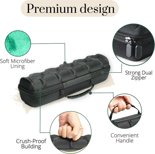 Miniatura 7 de AUKURA Funda de viaje para reloj, 5 ranuras con cremallera dura, caja de transporte y organizador para hombres y mujeres, con almohada suave
