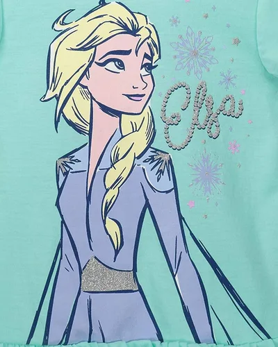 Miniatura 18 de Disney Frozen Moana Princess Tiana - Conjunto de camiseta floral y pantalones cortos de rizo francés para niños pequeños y grandes