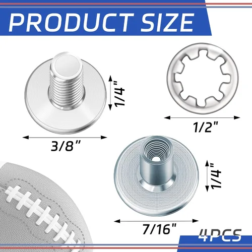 Miniatura 2 de Landhoow 4 juegos de tornillos para placa trasera de fútbol, tornillos Chicago, accesorios de placa trasera de fútbol, incluye cabeza de armadura