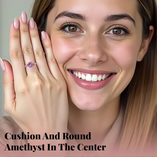 Miniatura 4 de Shop LC Purple Amethyst Ring Promise Engagement Rings for Women 14K Rose Gold Plated in 925 Sterling Silver Bride Wedding Amethyst Jewelry for Women