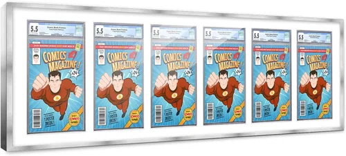 Miniatura 58 de Marco de cómic con paspartú para 8 CGC, CBCS o PGX Graded Comics - Marco de cómic blanco para cómics de 8.125 x 13 pulgadas Marco blanco