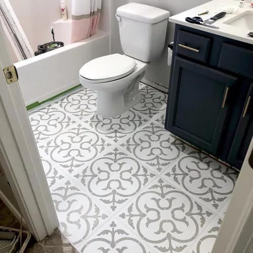Miniatura 7 de STENCILIT® Scandinavian Plantilla grande para piso - XL de 18 x 18 pulgadas, plantilla de azulejos, plantillas para pintar pisos, plantillas