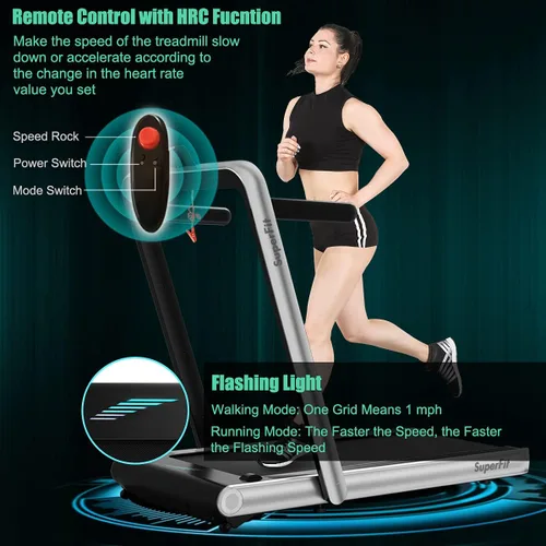 Miniatura 5 de GYMAX Caminadora plegable para debajo del escritorio, 4.75 HP 2 en 1 con control de frecuencia cardíaca, control de aplicación, pantalla táctil LED