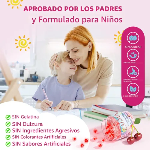 Miniatura 7 de Kids Calm - Gomitas de bisglicinato de magnesio y azafrán + Omega 3 vegano, suplemento quelado de glicinato de magnesio para niños con L-teanina