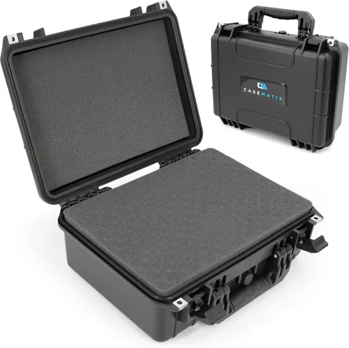 Miniatura 13 de CASEMATIX Estuche rígido pequeño impermeable de 9.5 pulgadas con espuma personalizable para electrónica portátil, herramientas y accesorios, funda
