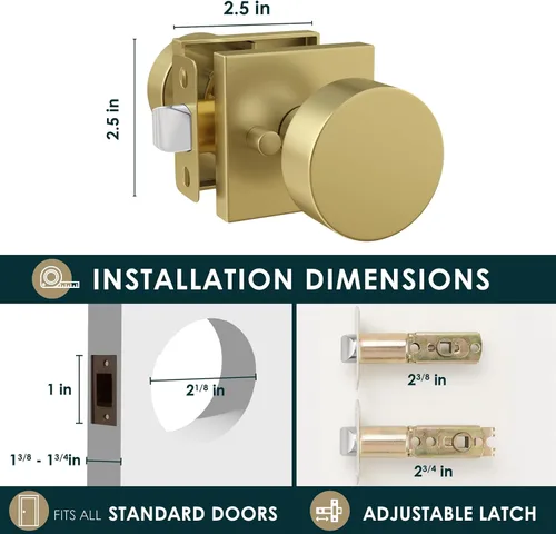 Miniatura 4 de Mega Handles SUANA - Pomo de puerta de privacidad para pasillo, armario y baño, perillas de puerta reversibles de diseño resistente, se adapta a