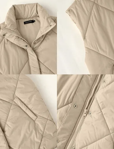 Miniatura 6 de MEROKEETY Chaleco acolchado de invierno para mujer 2024 con cuello alto, con cremallera, con bolsillos